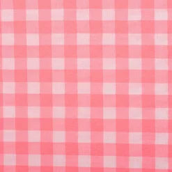 Seersucker Bekleidungsstoff YARN DYED Baumwollmischung Karo weiß neon pink 1,45m Breite