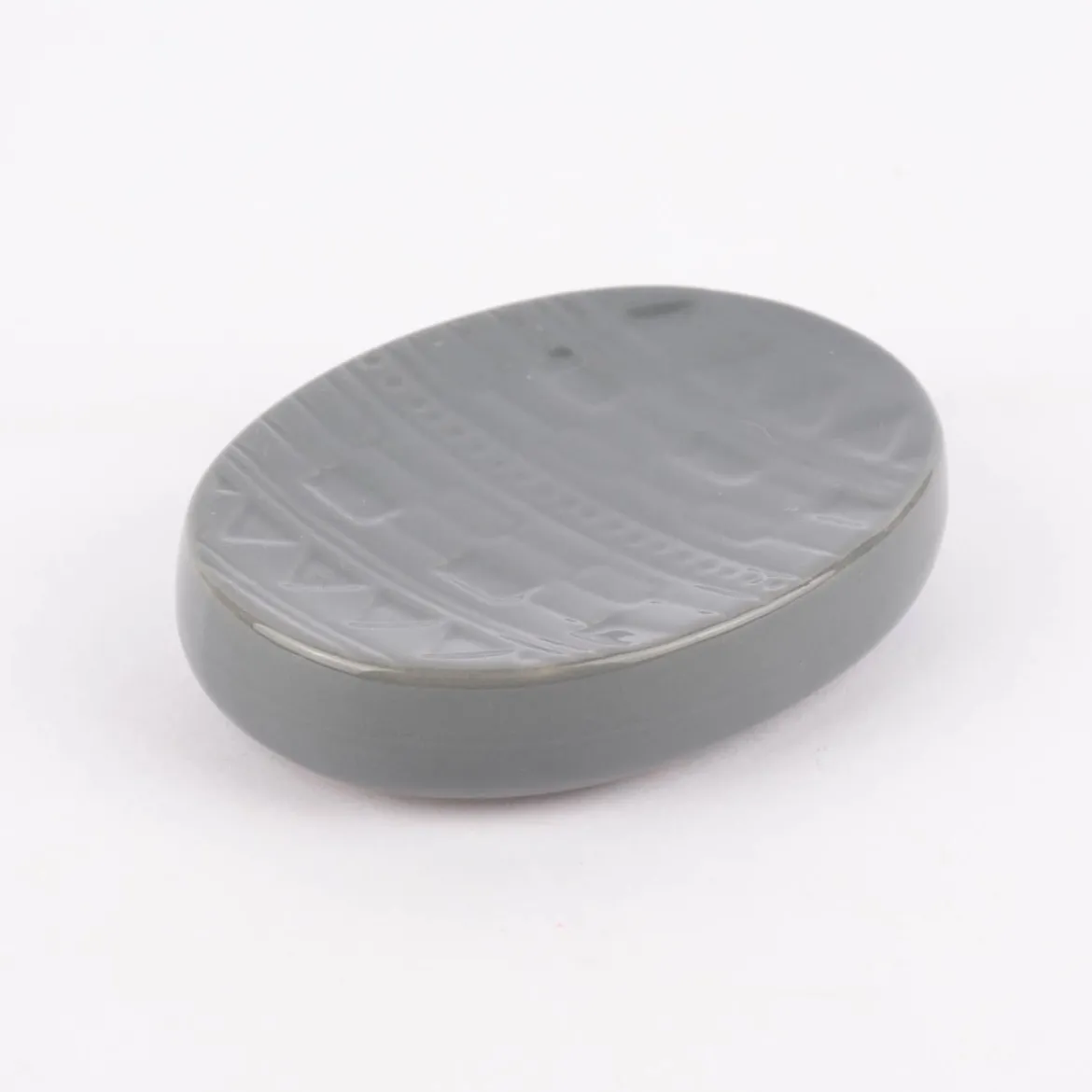 Seifenschale geometrisches Muster Keramik grau 12x9x3cm