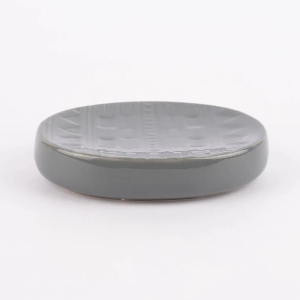 Seifenschale geometrisches Muster Keramik grau 12x9x3cm