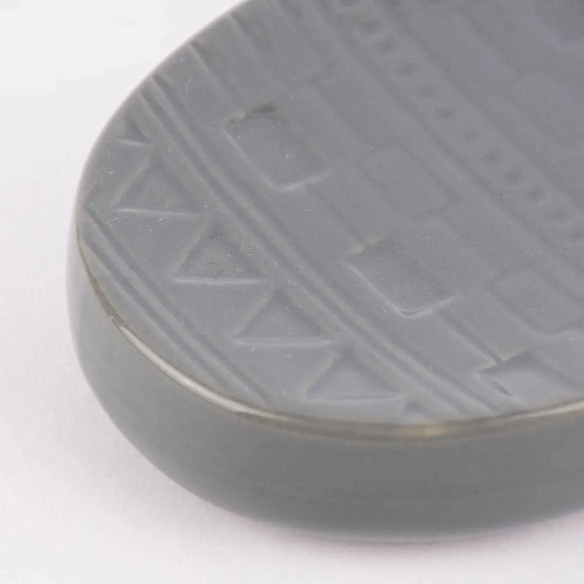 Seifenschale geometrisches Muster Keramik grau 12x9x3cm