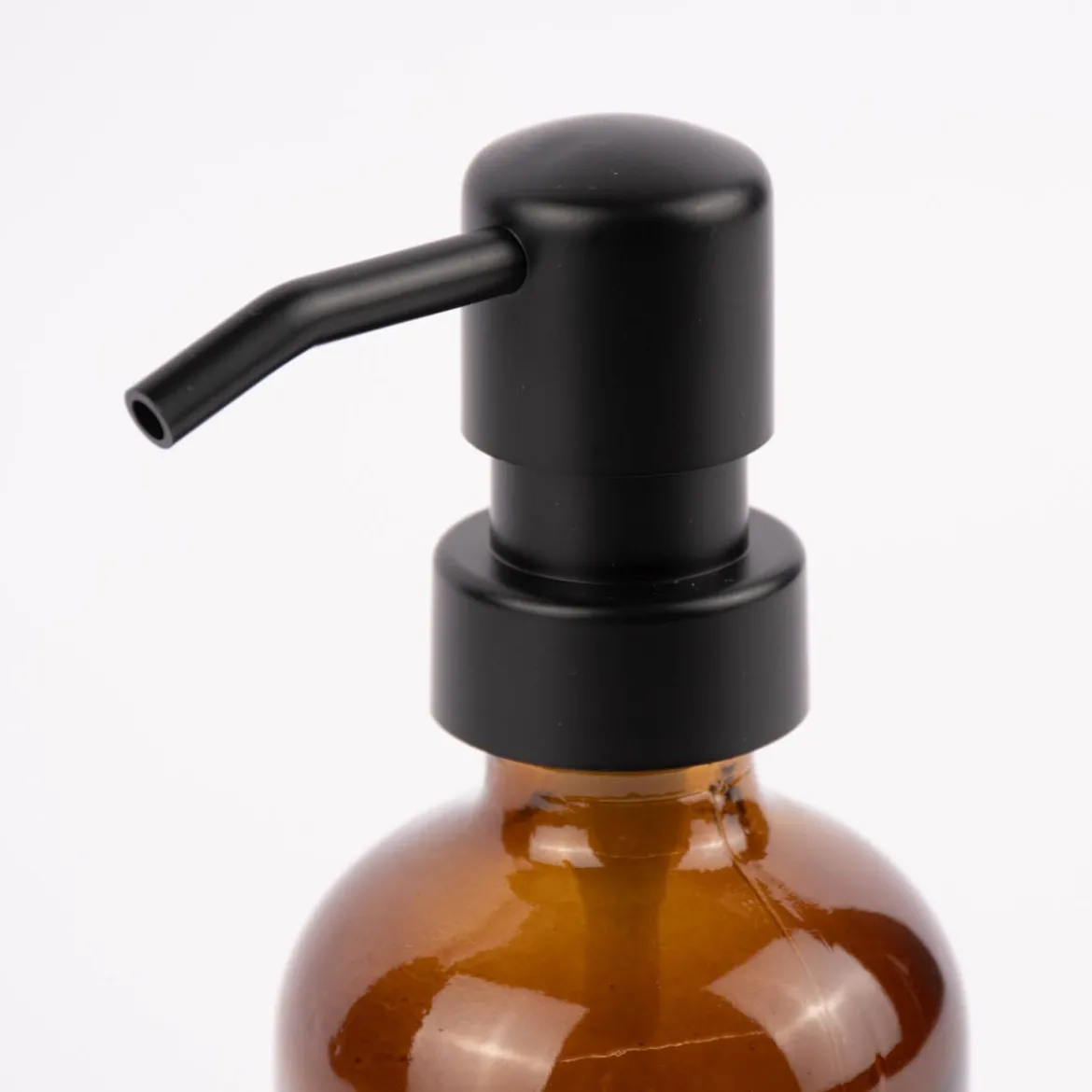 Seifenspender Pumpflasche Glas Kunststoff braun schwarz 18x6cm 250ml