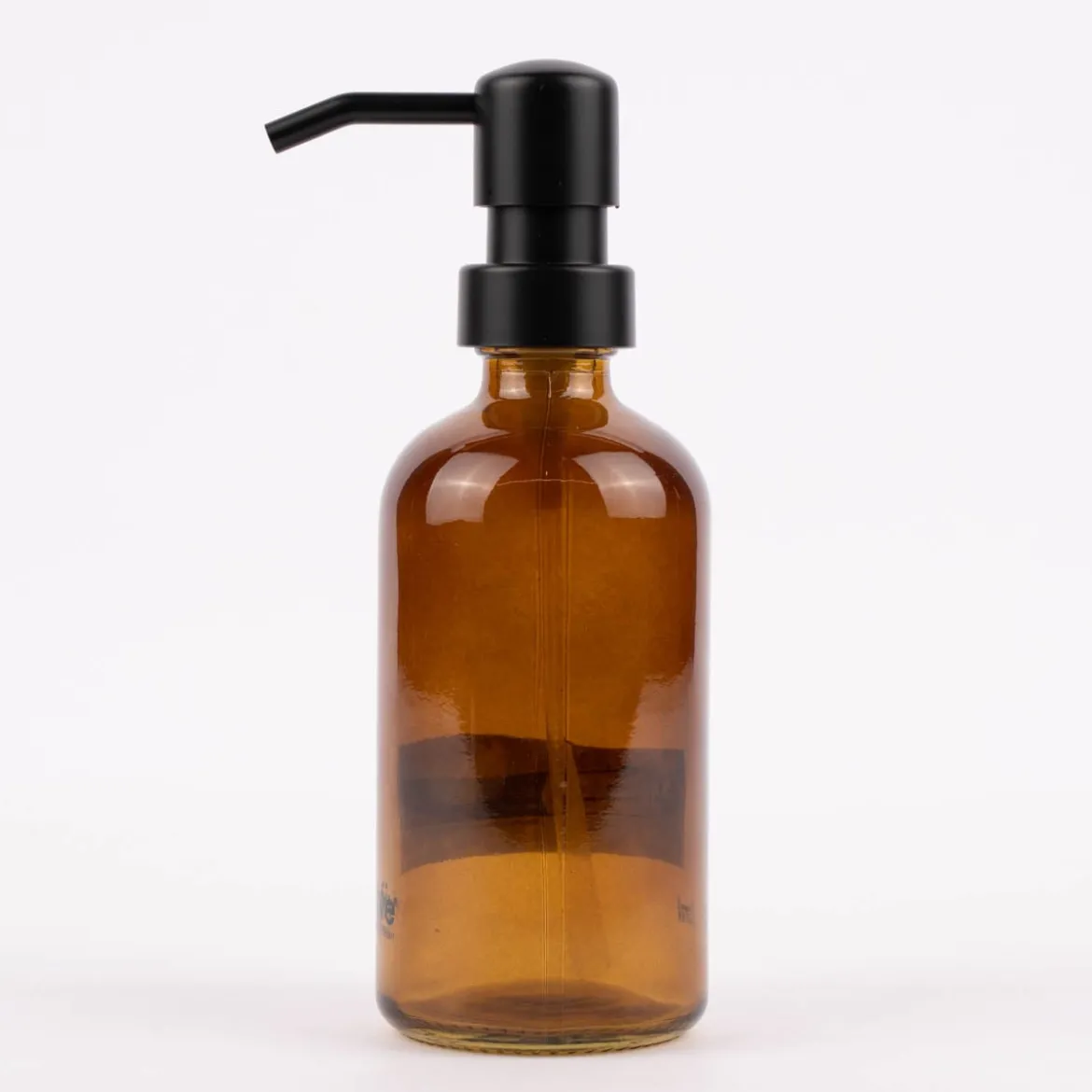 Seifenspender Pumpflasche Glas Kunststoff braun schwarz 18x6cm 250ml