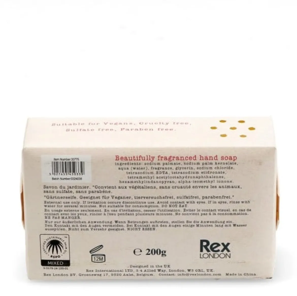 Seifenstück Gardener´s Soap Meadow breeze 200g von Rex London