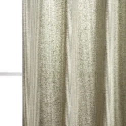 Ösengardine aus Dobbystoff schmale Streifen grün beige mit Ösen schwarz 130x245cm oder Wunschlänge von SCHÖNER LEBEN.