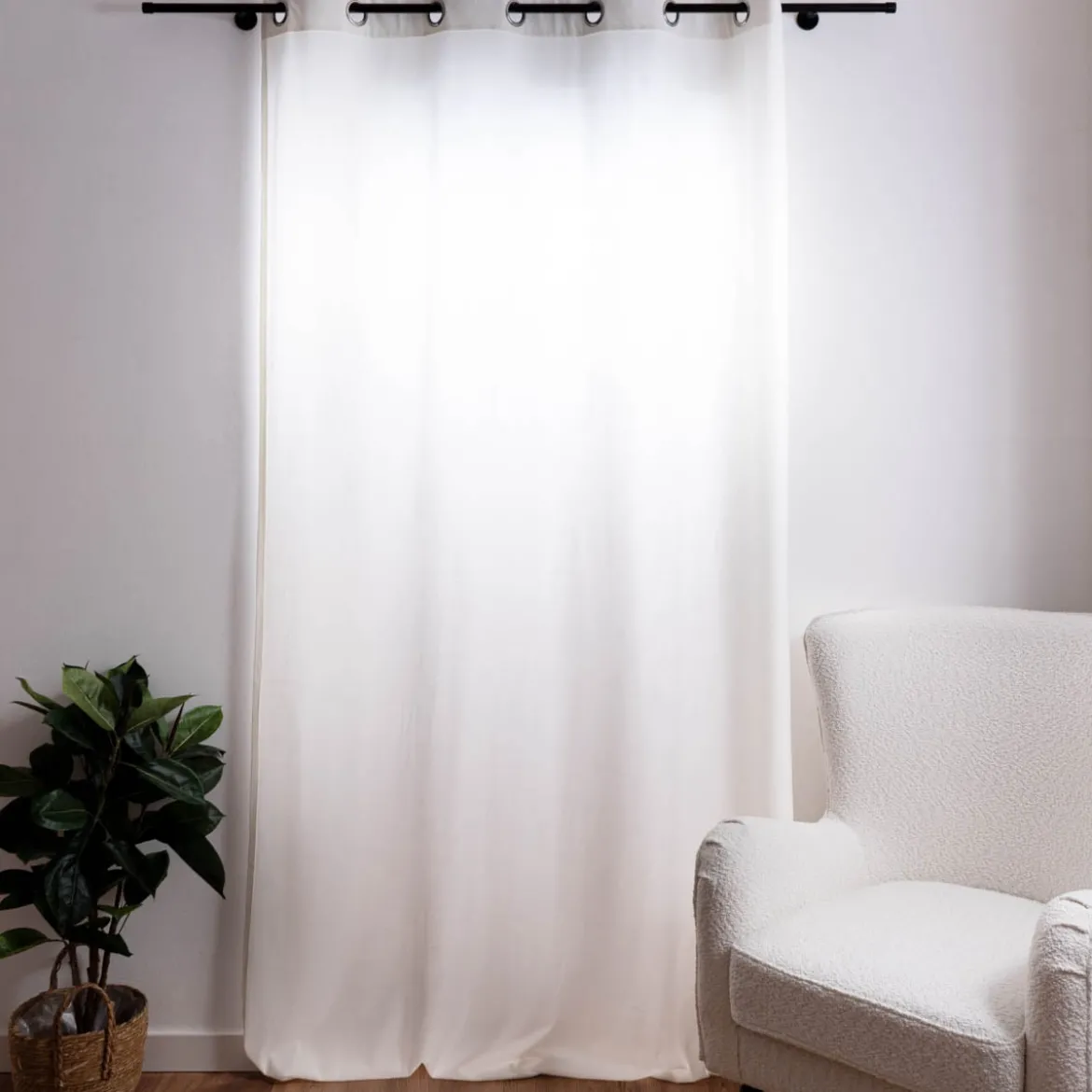 Ösengardine blickdicht uni Velours cremeweiß 145x245cm