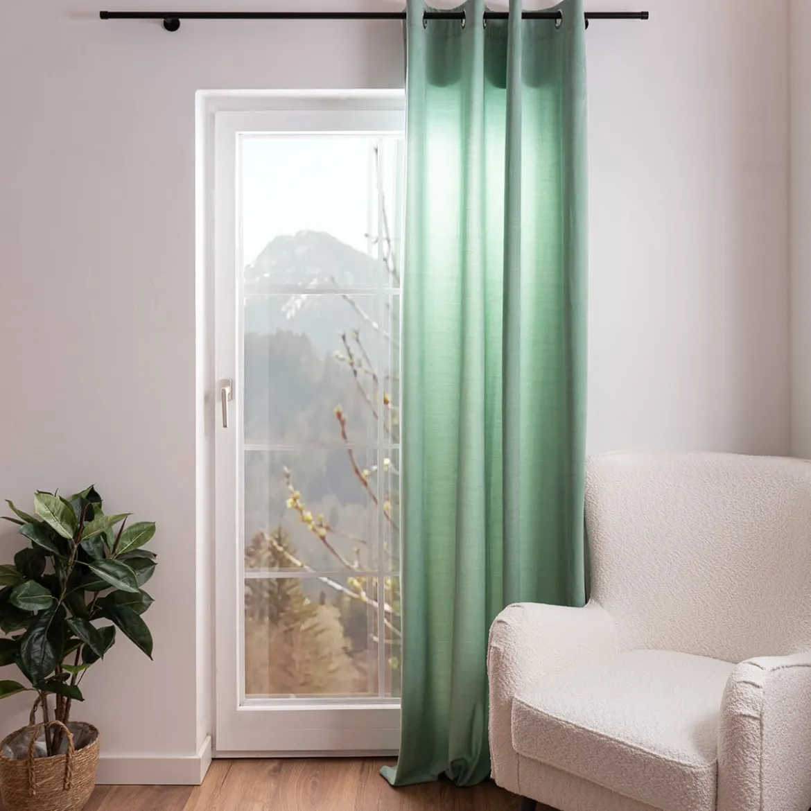 Ösengardine blickdicht uni Velours mintgrün 145x245cm