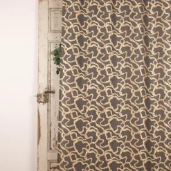Ösengardine blickdicht verschlungene Linien grau gold 140x245cm