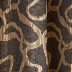Ösengardine blickdicht verschlungene Linien grau gold 140x245cm