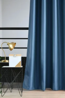 Ösengardine Chevron feine Zickzacklinien abdunkelnd marineblau schwarz 140x260cm