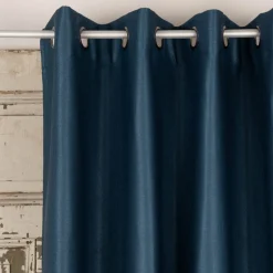 Ösengardine Chevron feine Zickzacklinien abdunkelnd marineblau schwarz 140x260cm