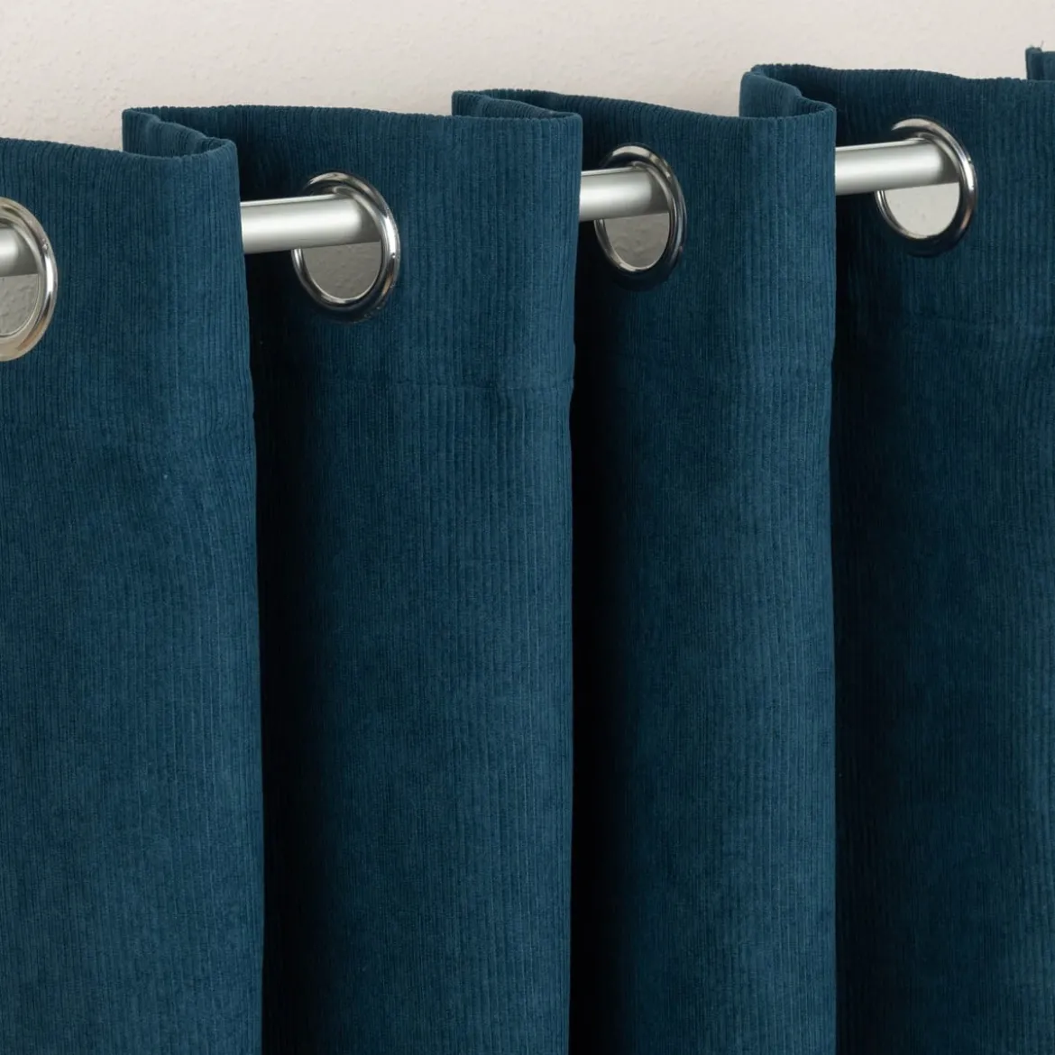 Ösengardine Cordoptik einfarbig petrolblau 140x260cm