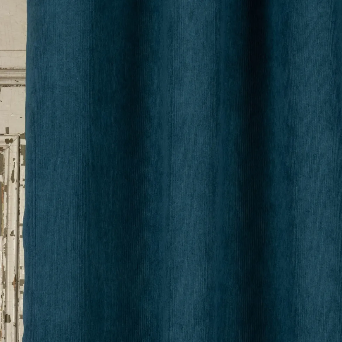 Ösengardine Cordoptik einfarbig petrolblau 140x260cm