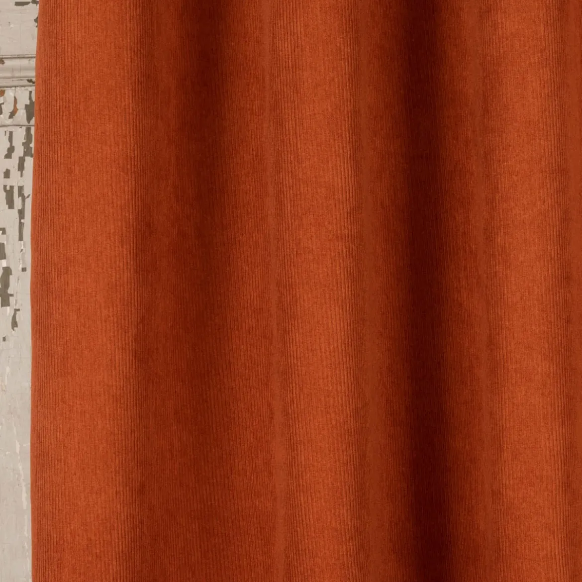 Ösengardine Cordoptik einfarbig rostorange 140x260cm