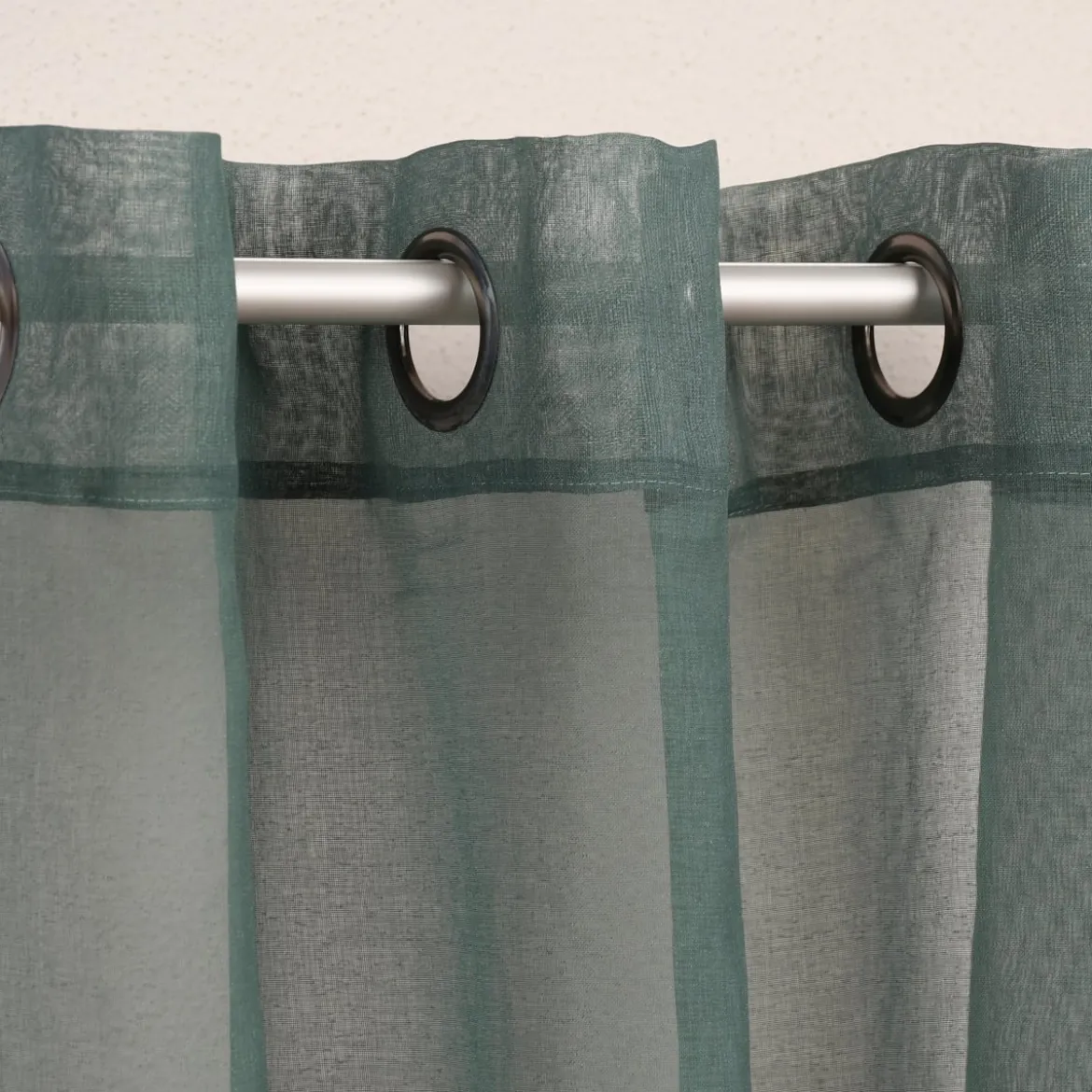 Ösengardine einfarbig Voile Struktur dunkelgrün 135x260cm