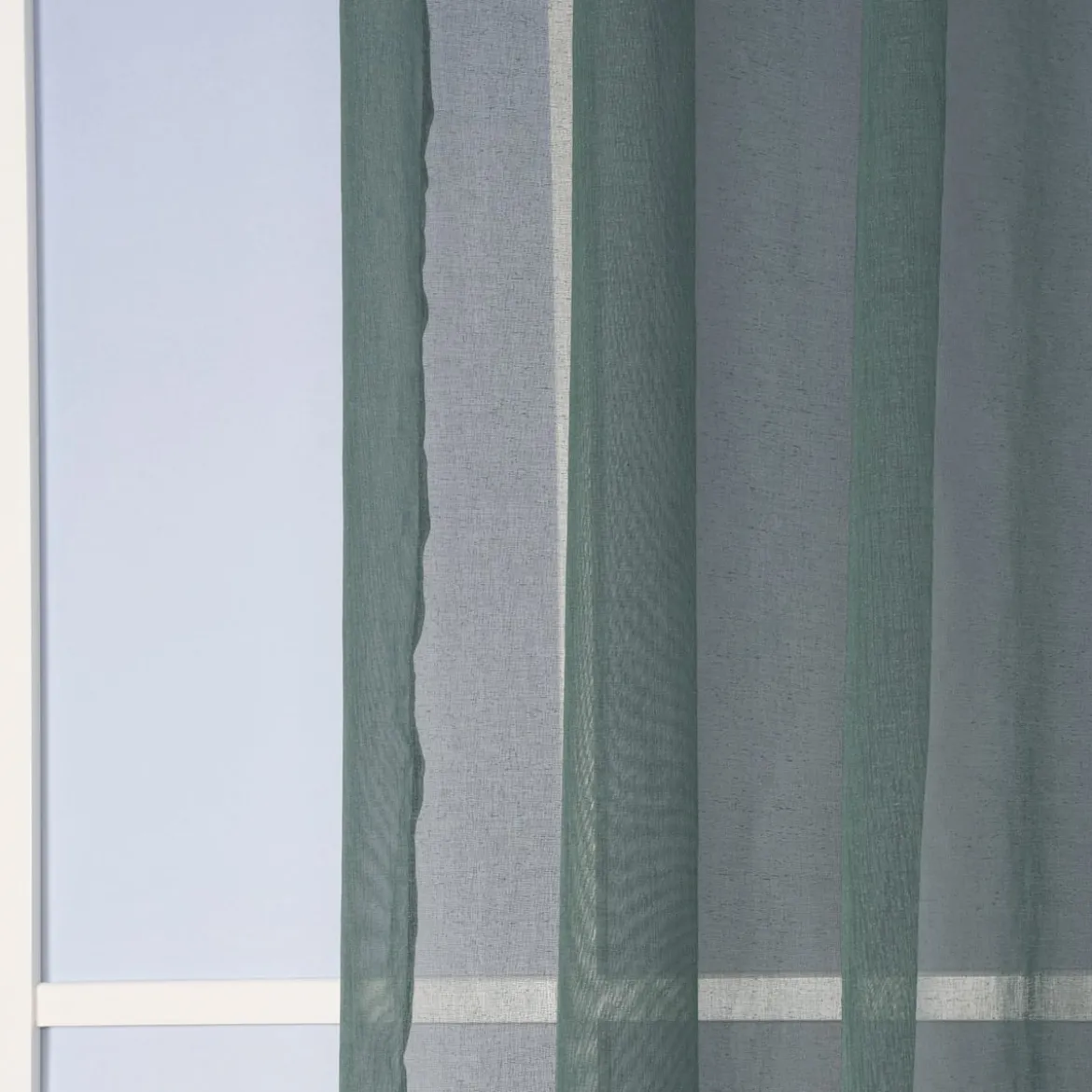 Ösengardine einfarbig Voile Struktur dunkelgrün 135x260cm