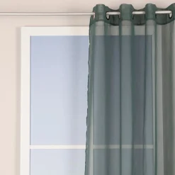 Ösengardine einfarbig Voile Struktur dunkelgrün 135x260cm