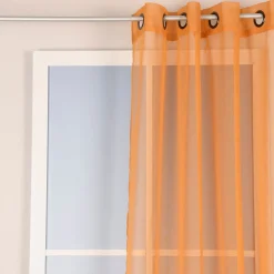 Ösengardine einfarbig Voile Struktur ocker 135x260cm
