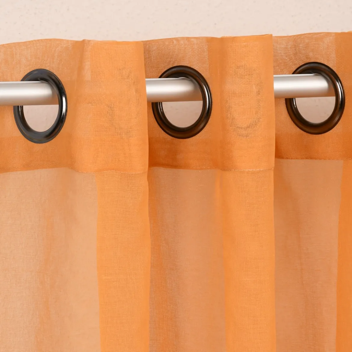 Ösengardine einfarbig Voile Struktur ocker 135x260cm