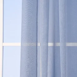 Ösengardine einfarbig Voile Struktur jeansblau 135x260cm