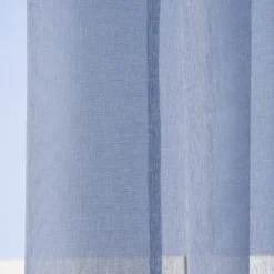 Ösengardine einfarbig Voile Struktur jeansblau 135x260cm