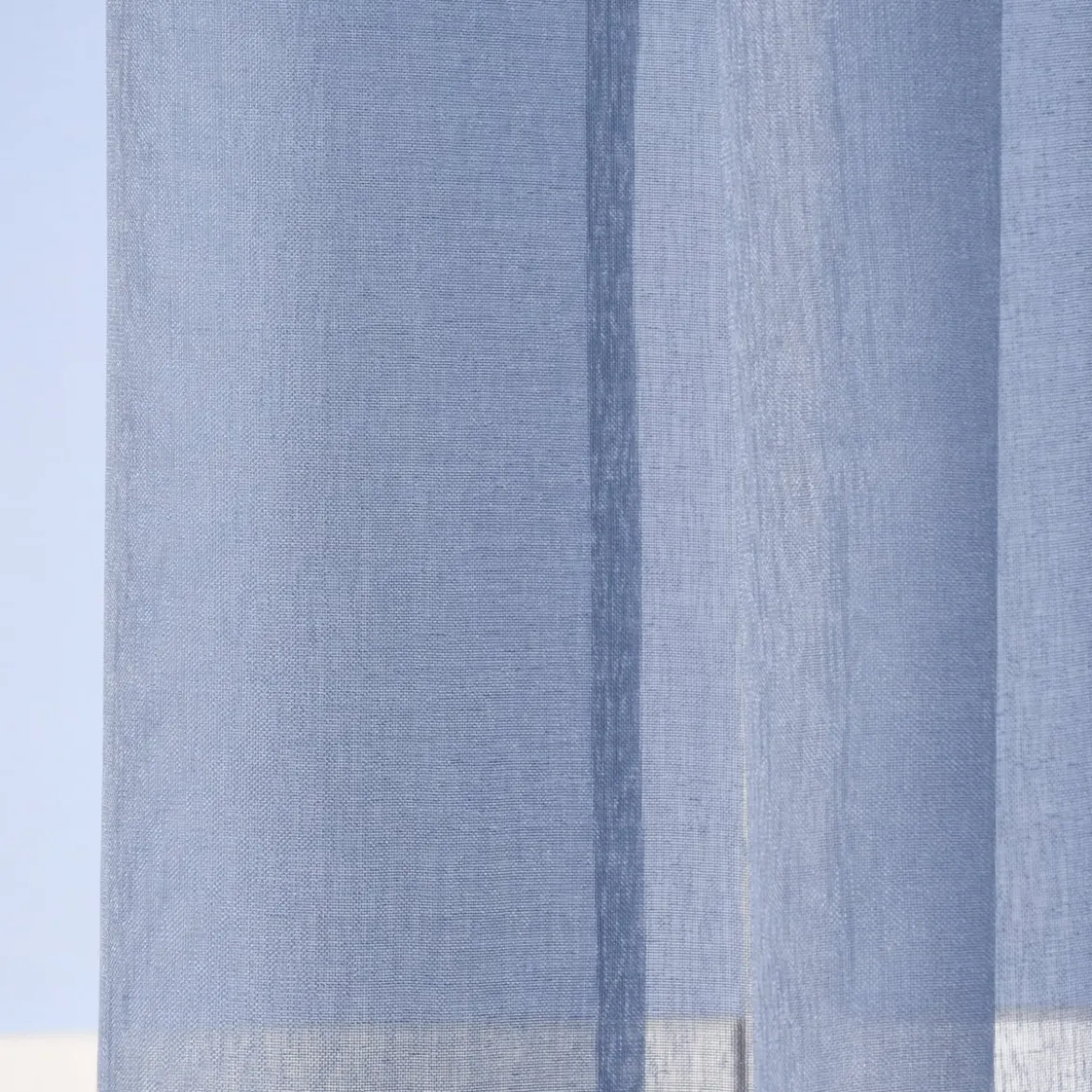 Ösengardine einfarbig Voile Struktur jeansblau 135x260cm