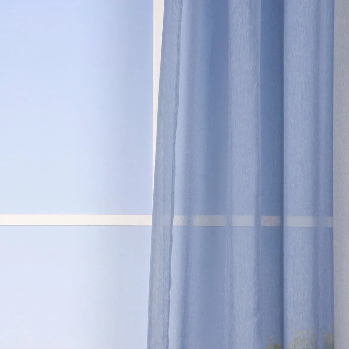 Ösengardine einfarbig Voile Struktur jeansblau 135x260cm
