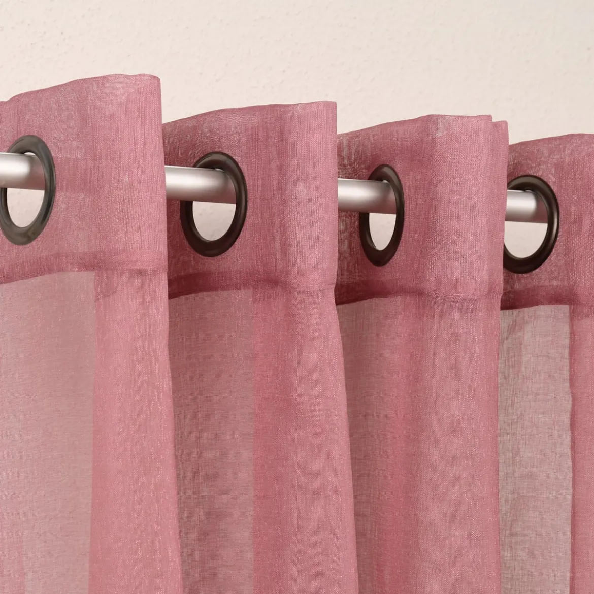 Ösengardine einfarbig Voile Struktur altbeere 135x260cm