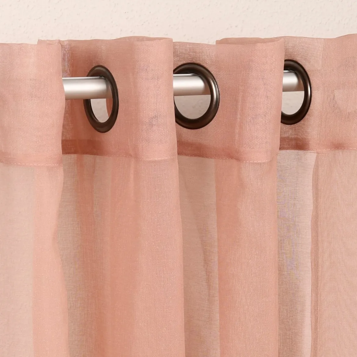Ösengardine einfarbig Voile Struktur altrosa 135x260cm