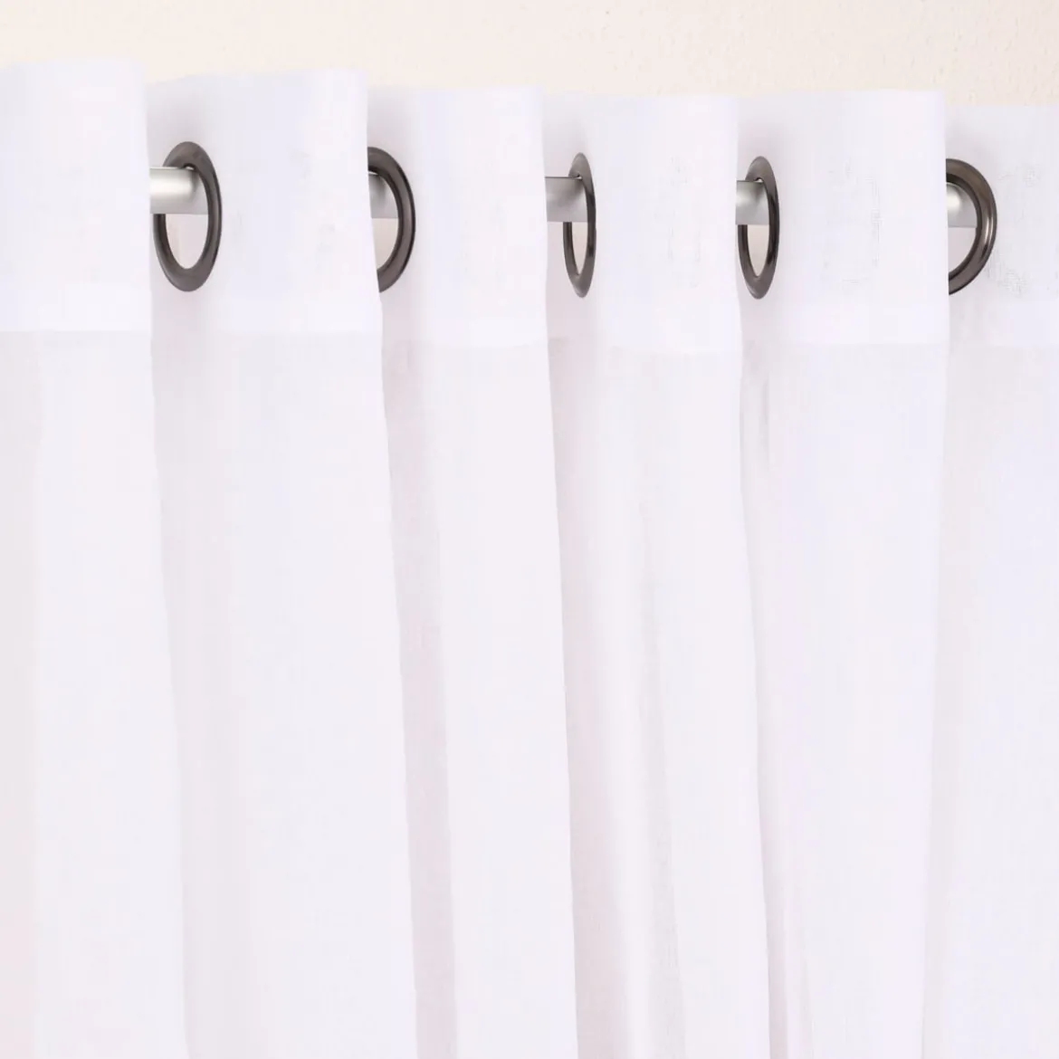 Ösengardine einfarbig Voile Struktur extrabreit weiß 300x260cm
