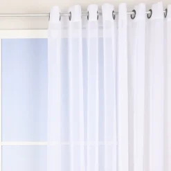 Ösengardine einfarbig Voile Struktur extrabreit weiß 300x260cm