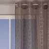 Ösengardine grobe Leinenstruktur mit Glanzfaden-Applikation schlammfarben meliert creme 140x245cm