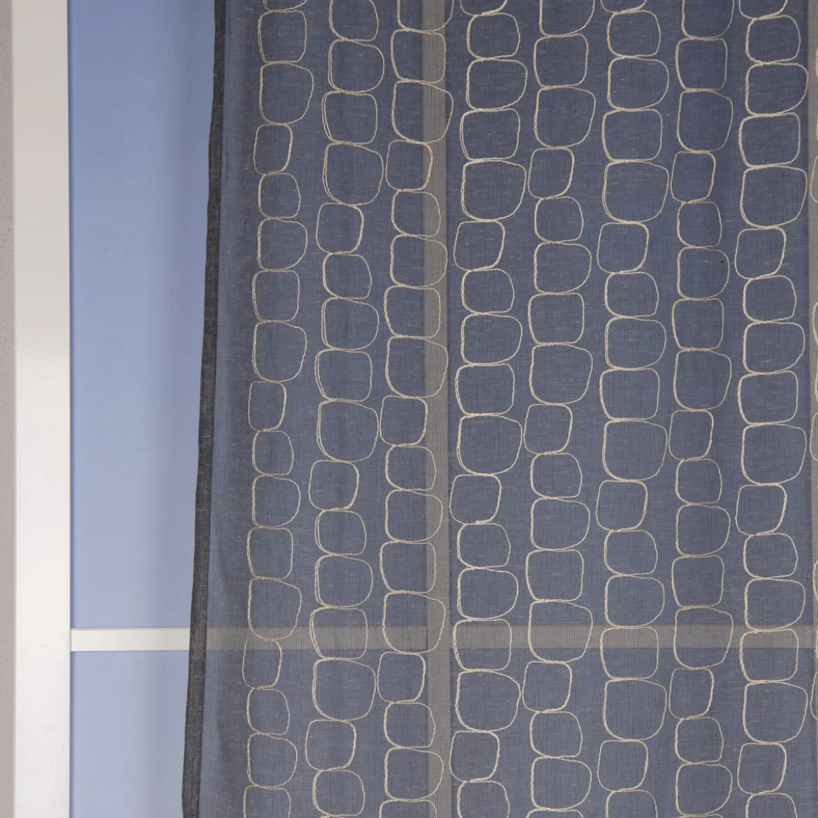 Ösengardine grobe Leinenstruktur mit Glanzfaden-Applikation anthrazit grau meliert creme 140x245cm
