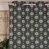 Ösengardine Hanna aus Baumwolle Ornamente blau weiß beige 140x245cm