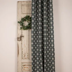 Ösengardine Hanna aus Baumwolle Ornamente blau weiß beige 140x245cm