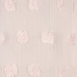 Ösengardine Leinenoptik mit Pompons uni rosa 140x260cm