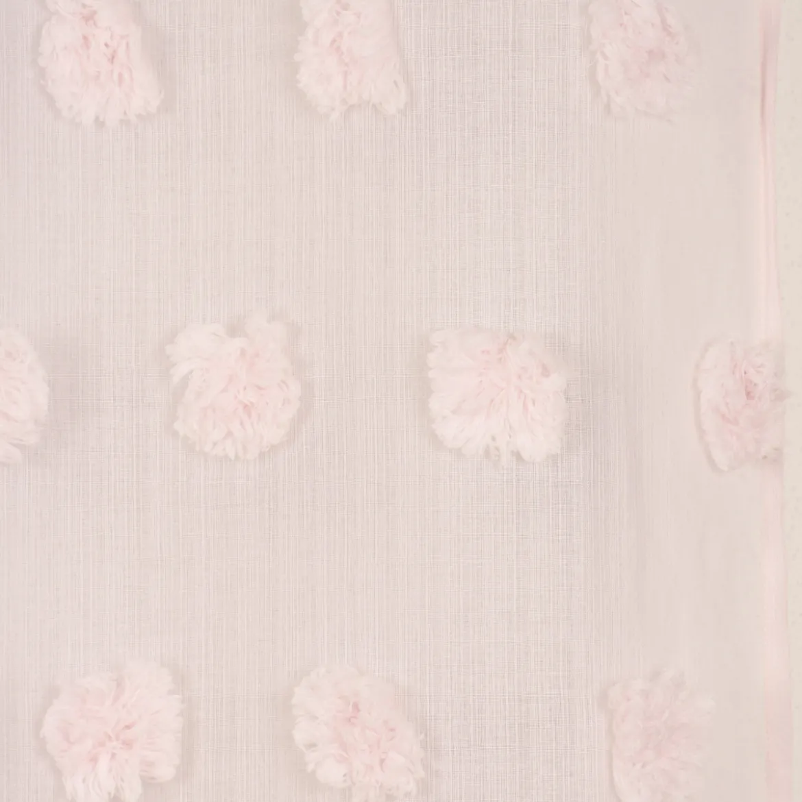 Ösengardine Leinenoptik mit Pompons uni rosa 140x260cm