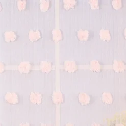 Ösengardine Leinenoptik mit Pompons uni rosa 140x260cm
