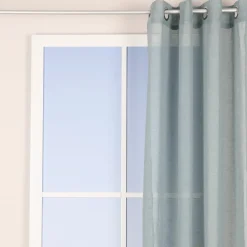 Ösengardine Leinenoptik uni blau 140x260cm