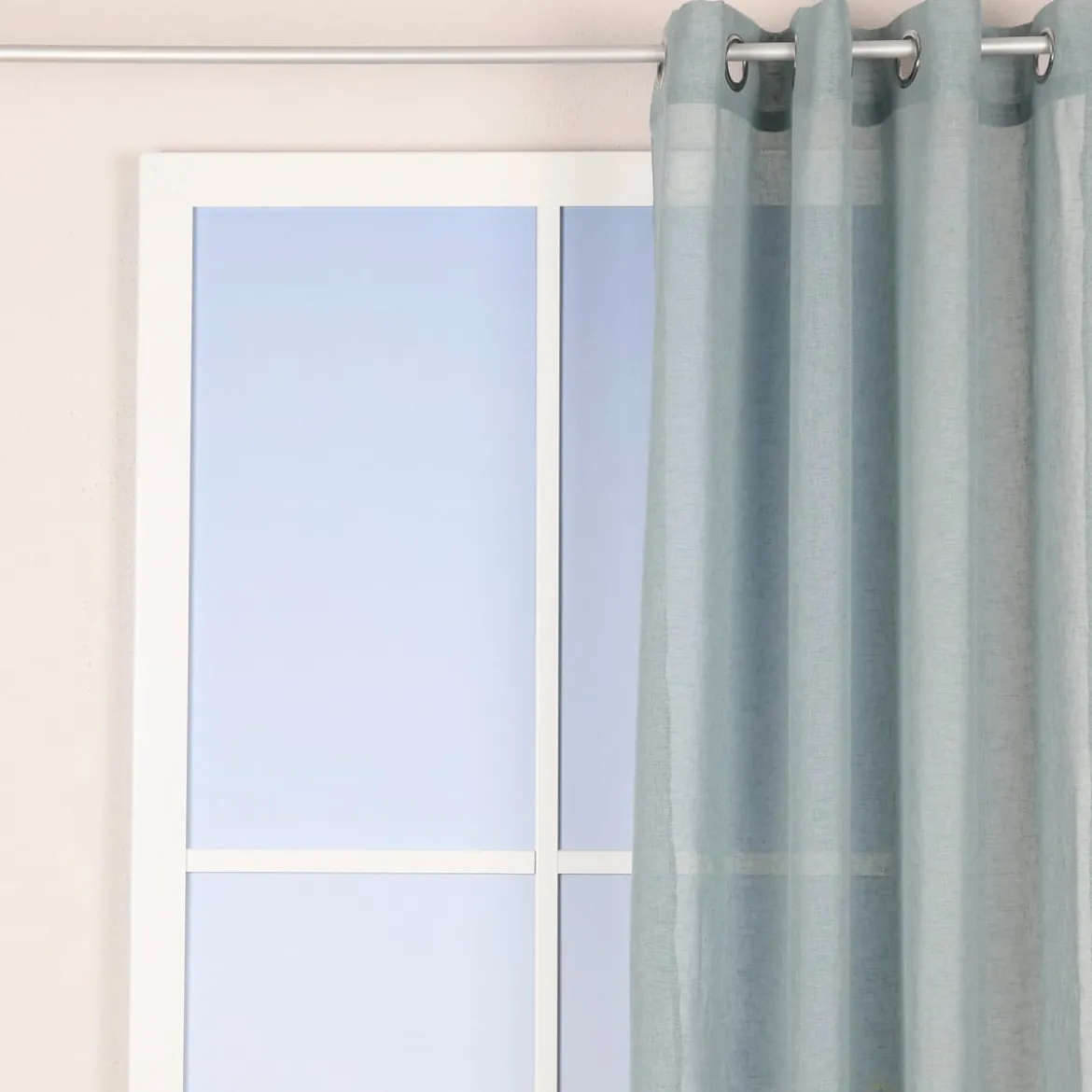 Ösengardine Leinenoptik uni blau 140x260cm