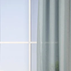 Ösengardine Leinenoptik uni blau 140x260cm