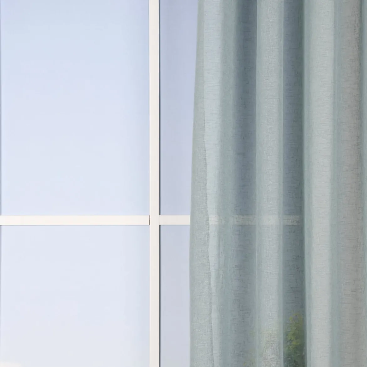 Ösengardine Leinenoptik uni blau 140x260cm