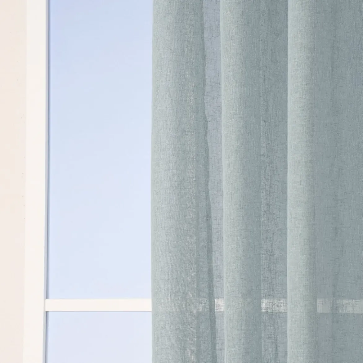 Ösengardine Leinenoptik uni blau 140x260cm