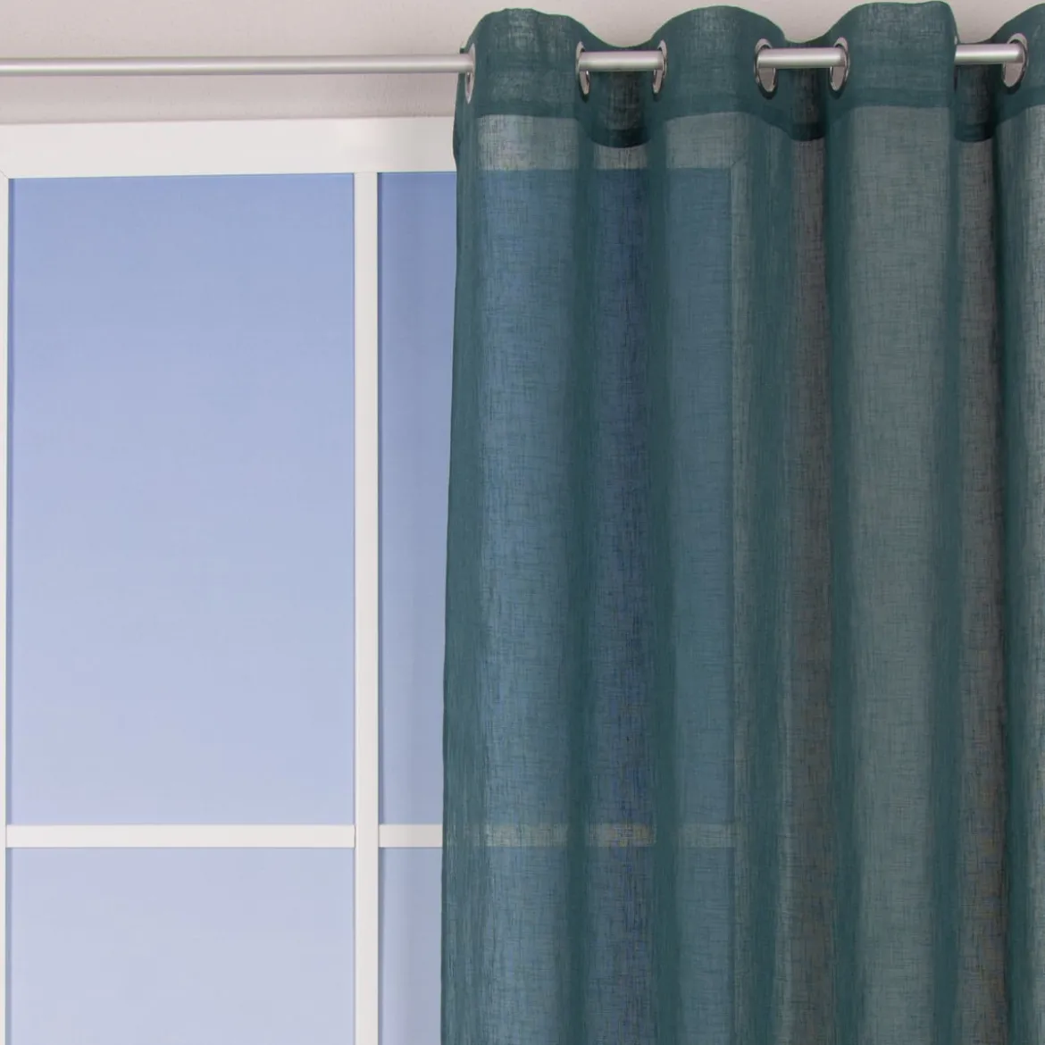 Ösengardine Leinenoptik uni petrol 140x260cm
