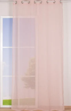 Ösengardine Leinenoptik uni rosa 140x260cm
