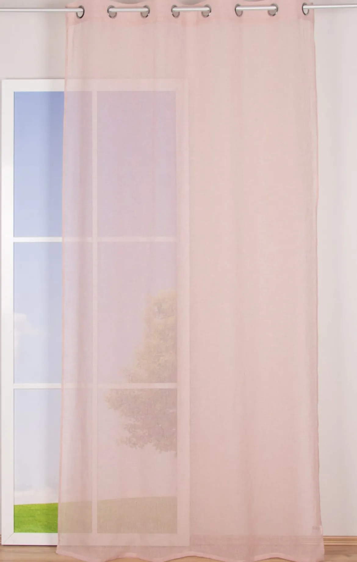 Ösengardine Leinenoptik uni rosa 140x260cm