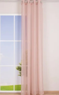 Ösengardine Leinenoptik uni rosa 140x260cm