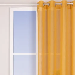Ösengardine Leinenoptik uni senfgelb 140x260cm
