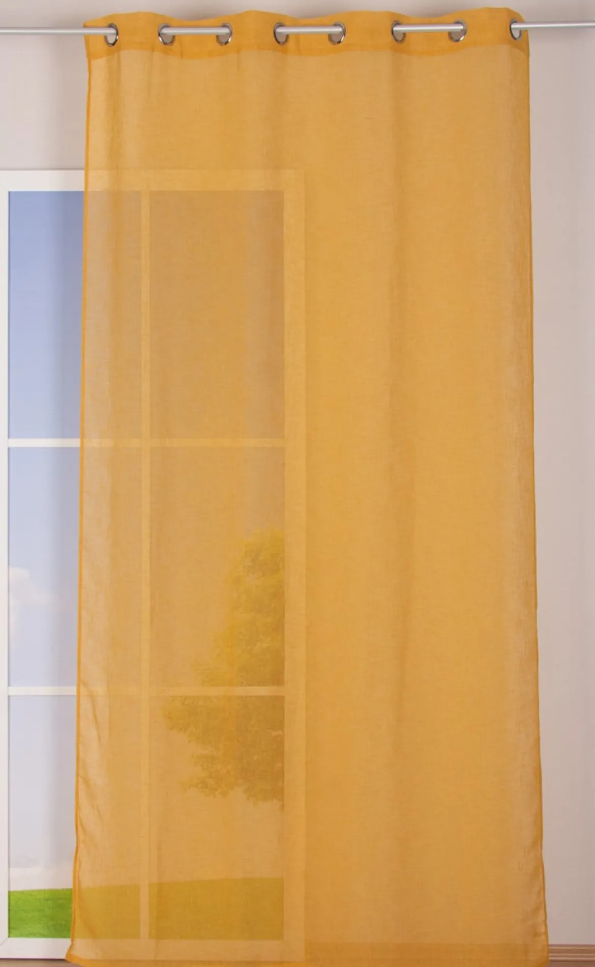 Ösengardine Leinenoptik uni senfgelb 140x260cm
