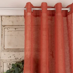 Ösengardine Leinenoptik uni terracotta 140x260cm