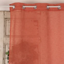 Ösengardine Leinenoptik uni terracotta 140x260cm